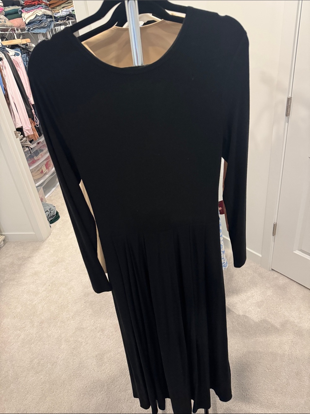 Classic Black Long-Sleeve Women's Dress